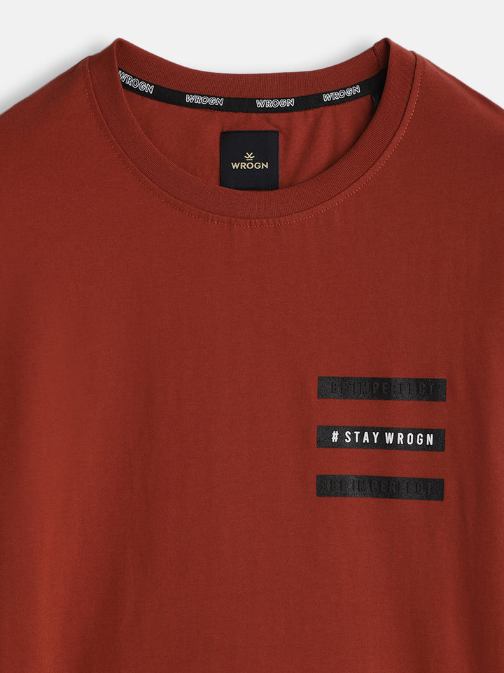 Solid Full Sleeve Slim Fit T-Shirt | Rust