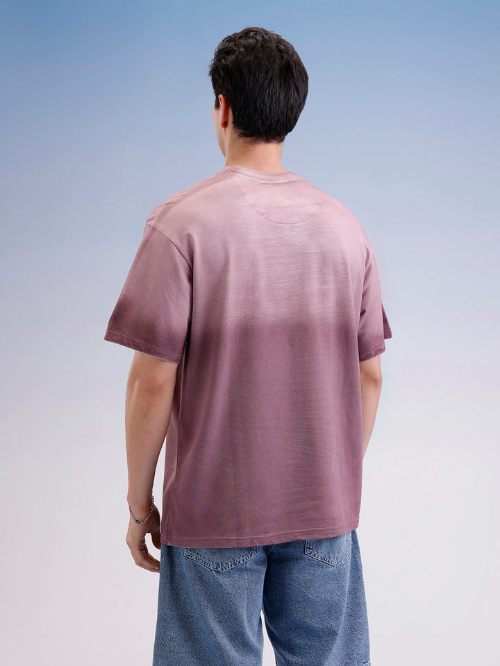 Oversized Gradient Printed T-Shirt  | Maroon