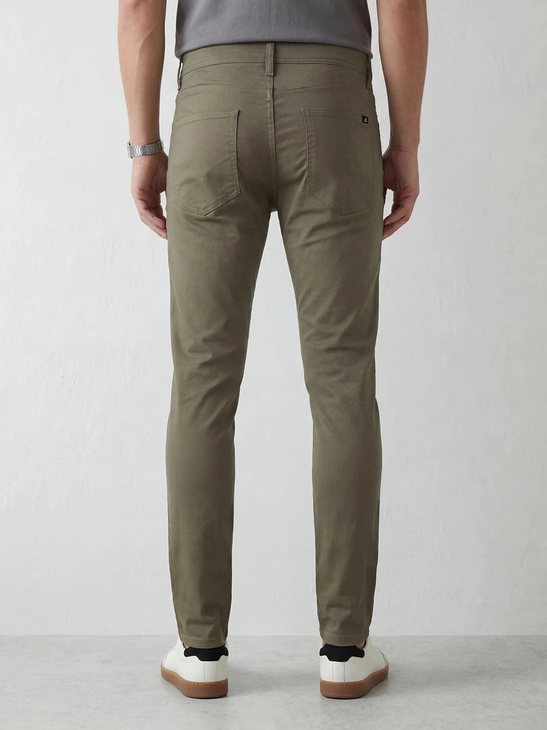 Solid Slim Fit Trouser | Olive
