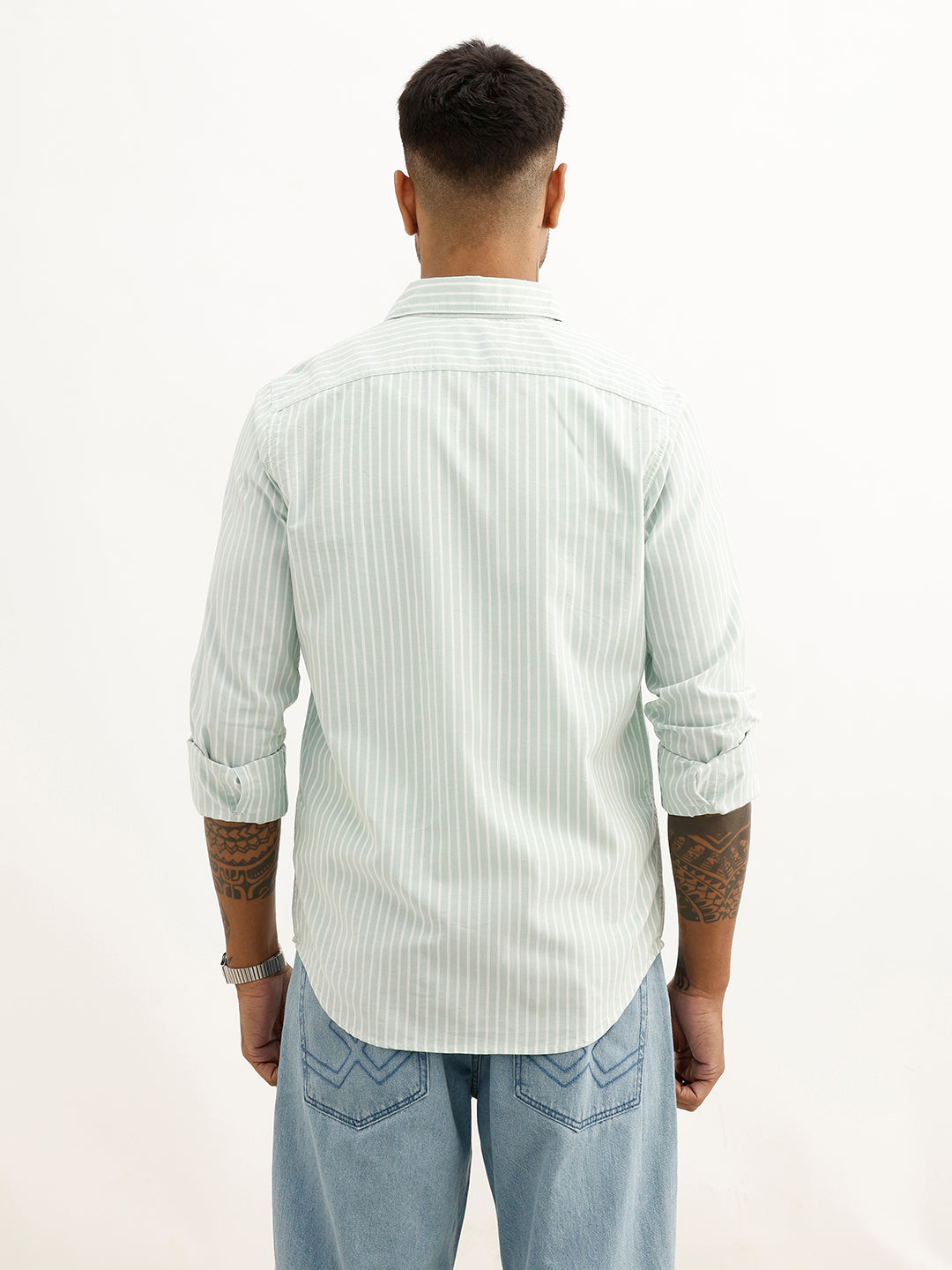 Slim Fit Embroidered Detail Shirt | Green