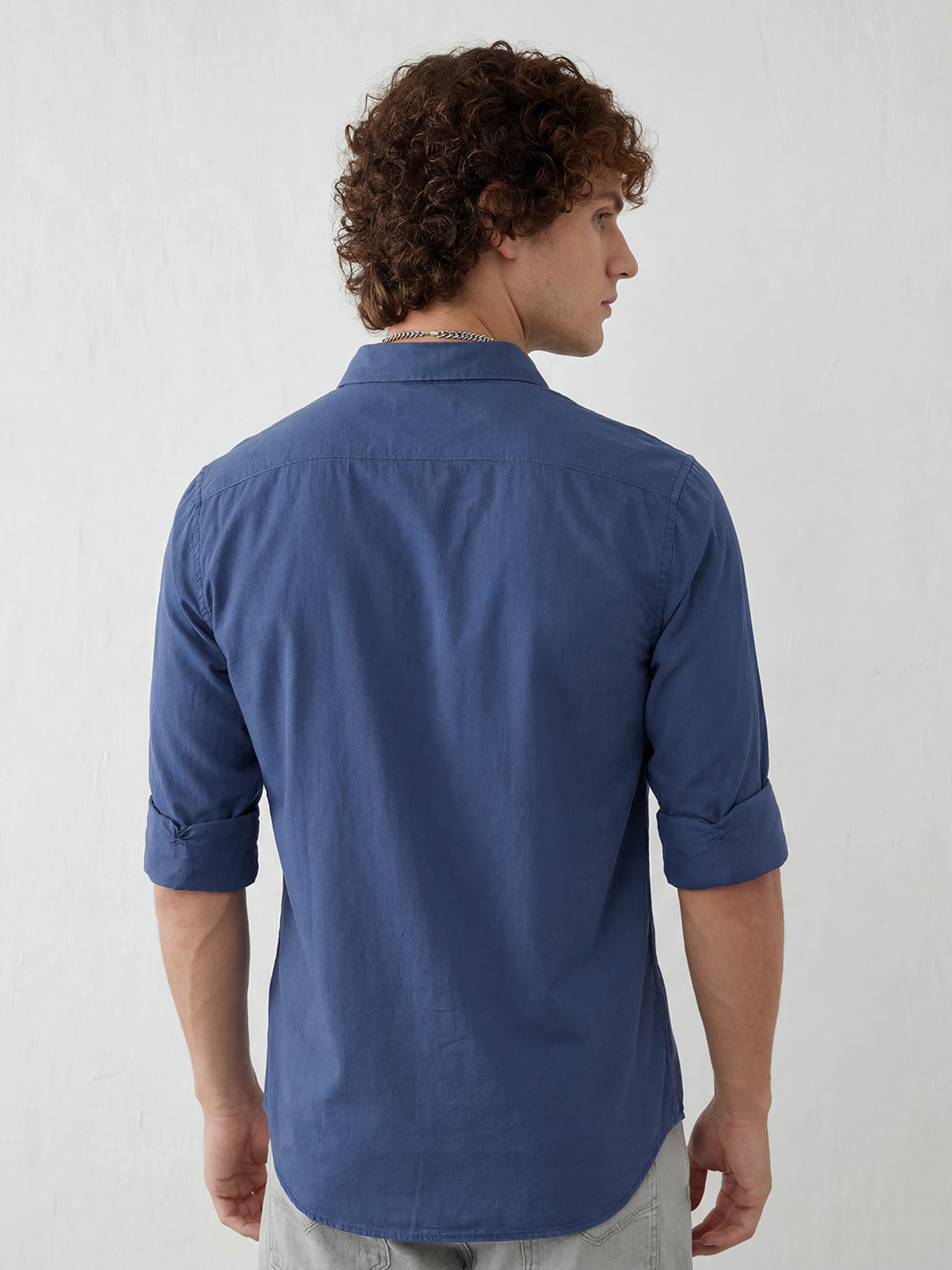 Solid Regular Fit Full Sleeve Shirt | Blue