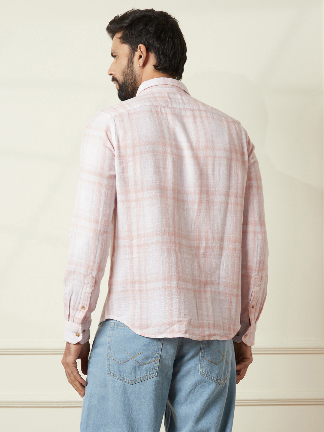 Checked Cotton Shirt in Pink