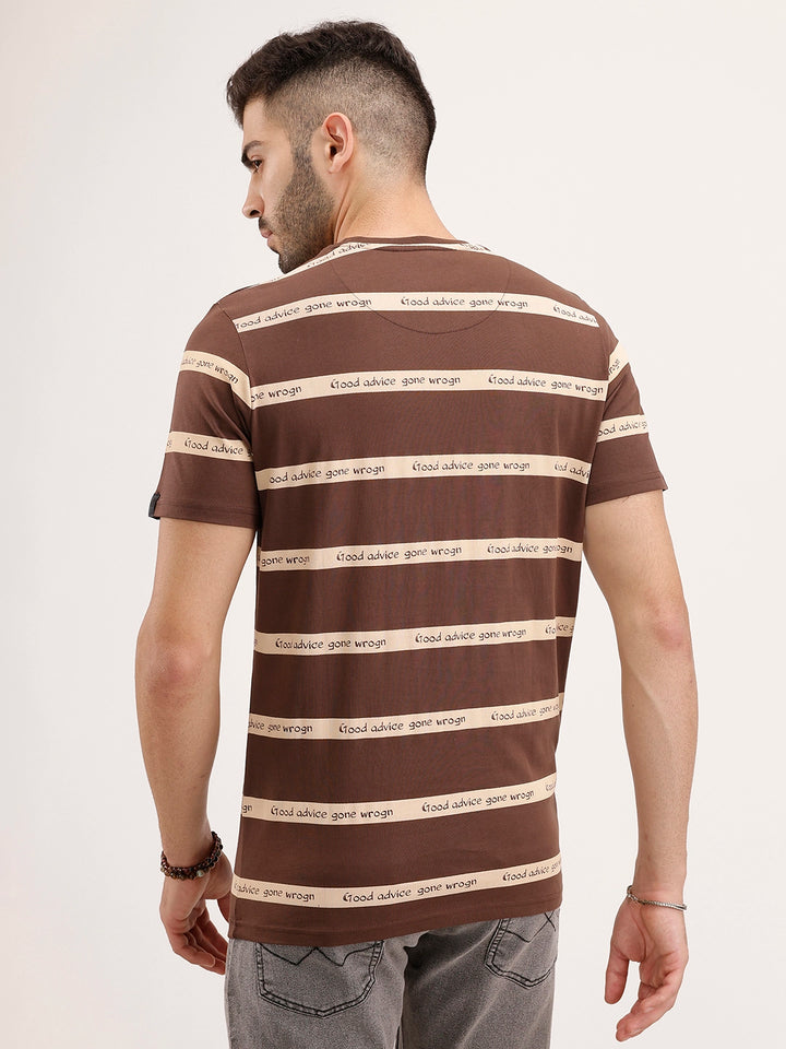 Slim Fit Striped T-Shirt | Brown