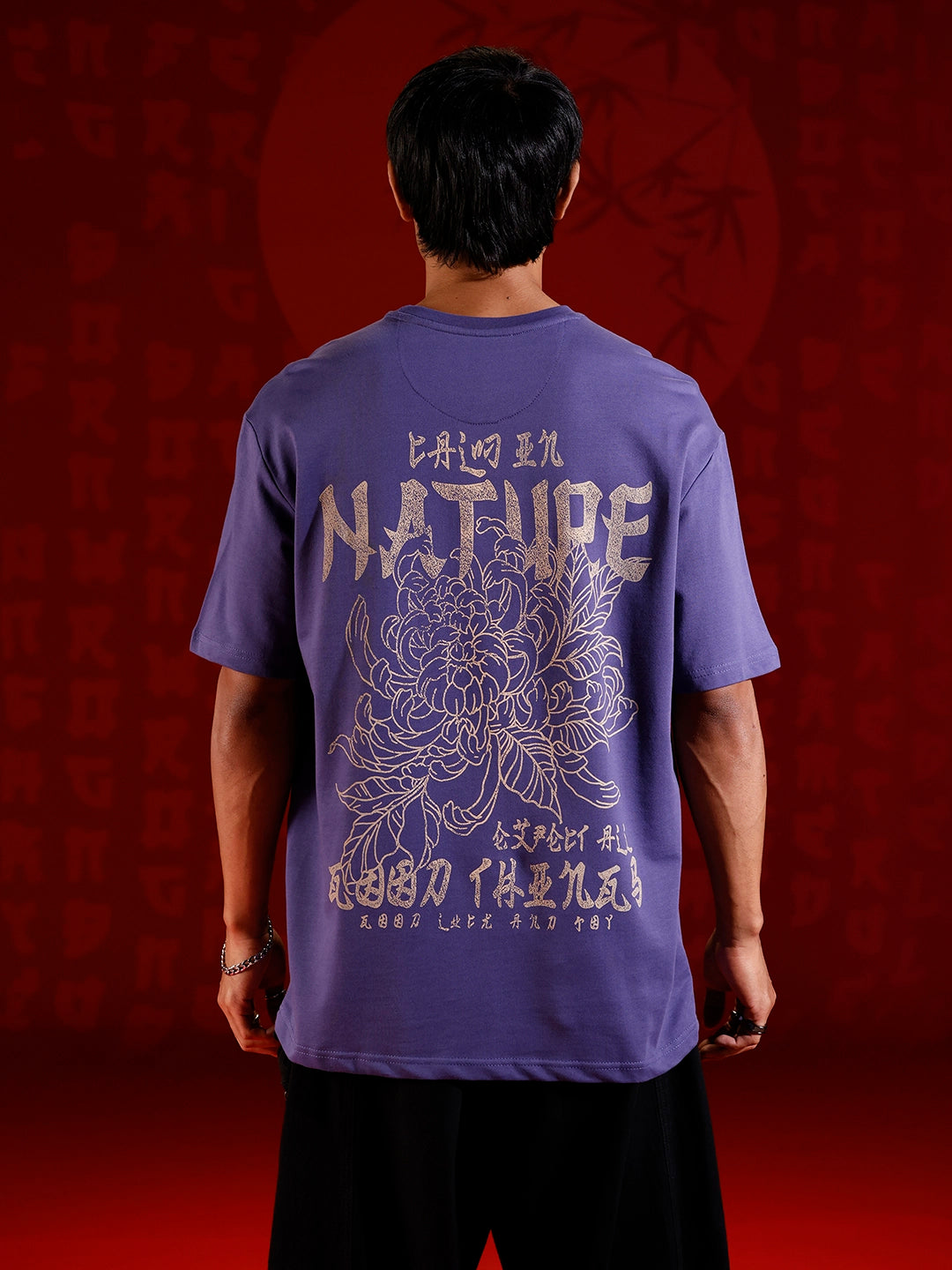 Graphic chest print oversized T-shirt | Dark blue
