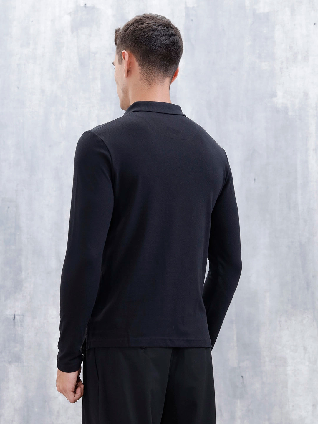 Men's Casual Polo Tshirt With Striped Pattern | Black