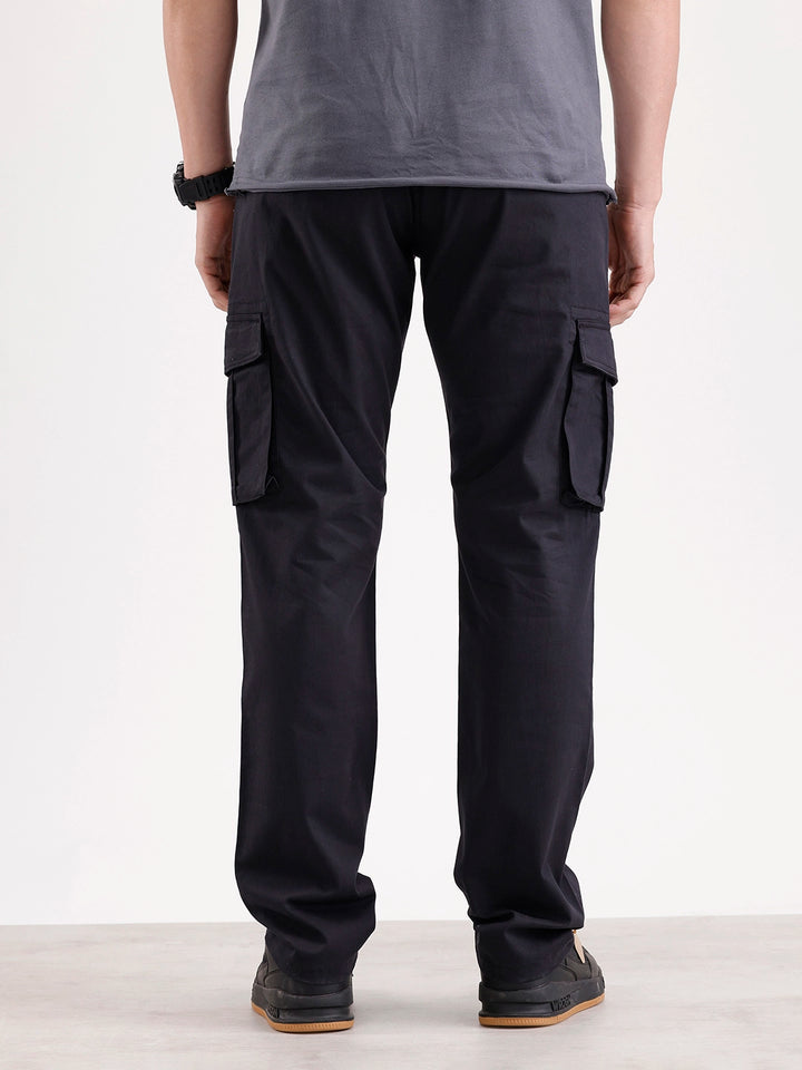 Solid Straight Fit Cargo  | Black