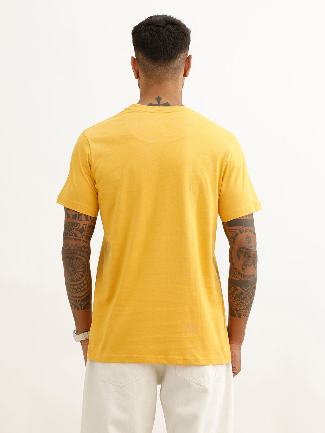 Slim Fit Placement Printed T-Shirt | Yellow