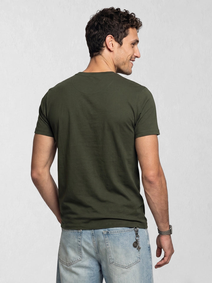 Slim Fit Placement Printed T-Shirt | Green