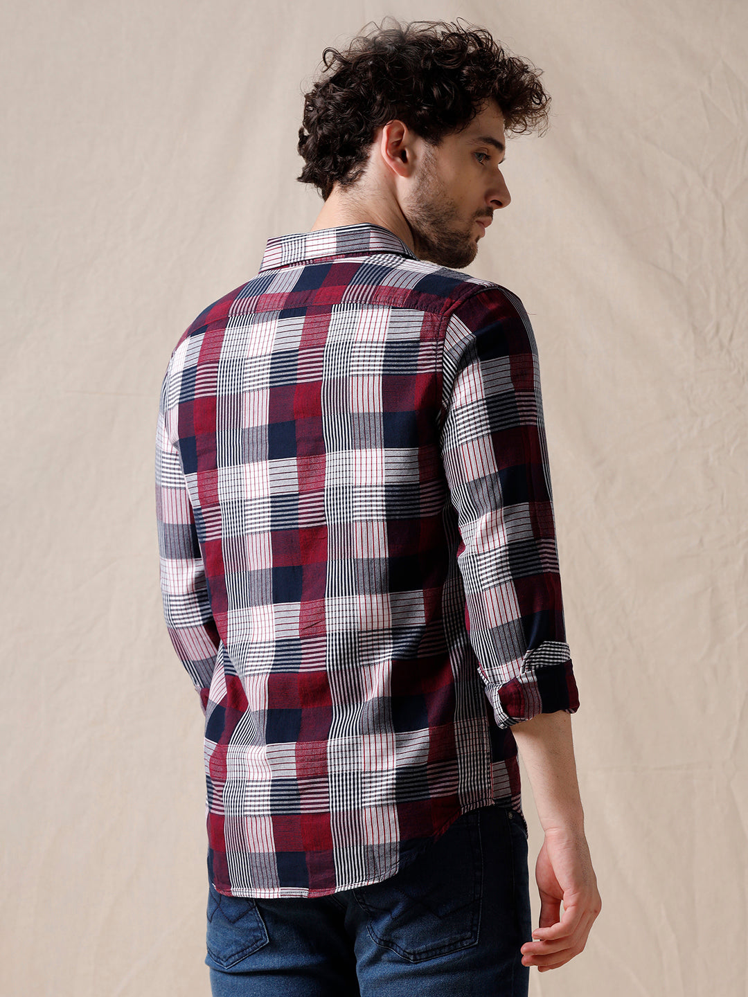 Checked Casual Red Dyed Shirt