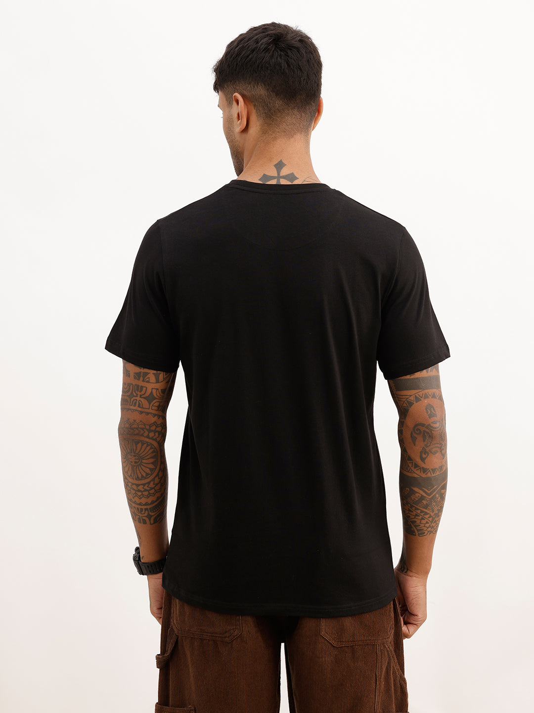 Slim Fit Placement Printed T-Shirt | Black