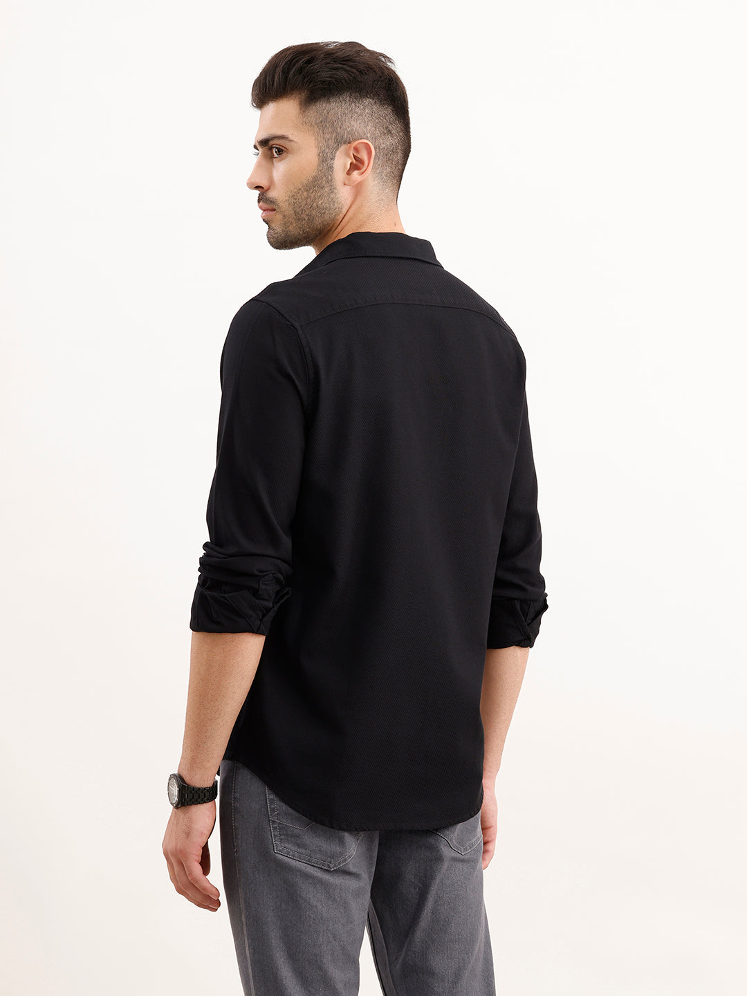 Textured Regular Fit Shirt | Black