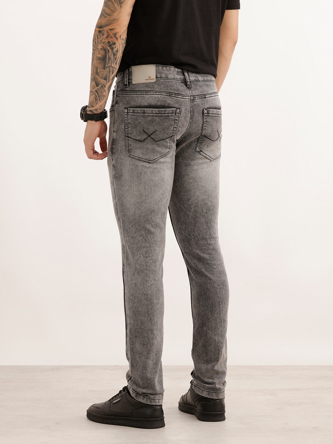 Slim Fit Heavy Faded Denim Jeans | Dark Grey | WUJN2632F