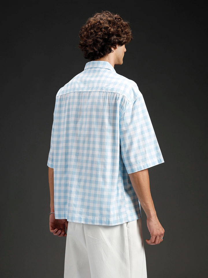 men's causal checkered pattern shirt | Blue