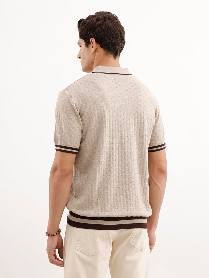 Slim Fit Textured T-Shirt  | Khaki