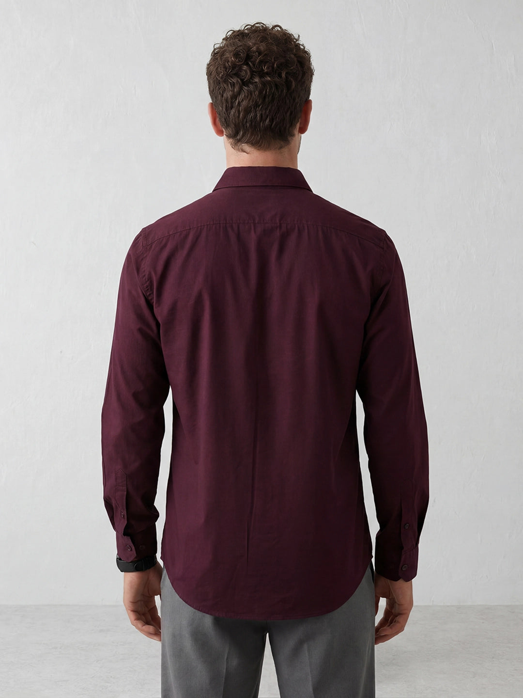 Solid Slim Fit Full Sleeve Shirt | Wine