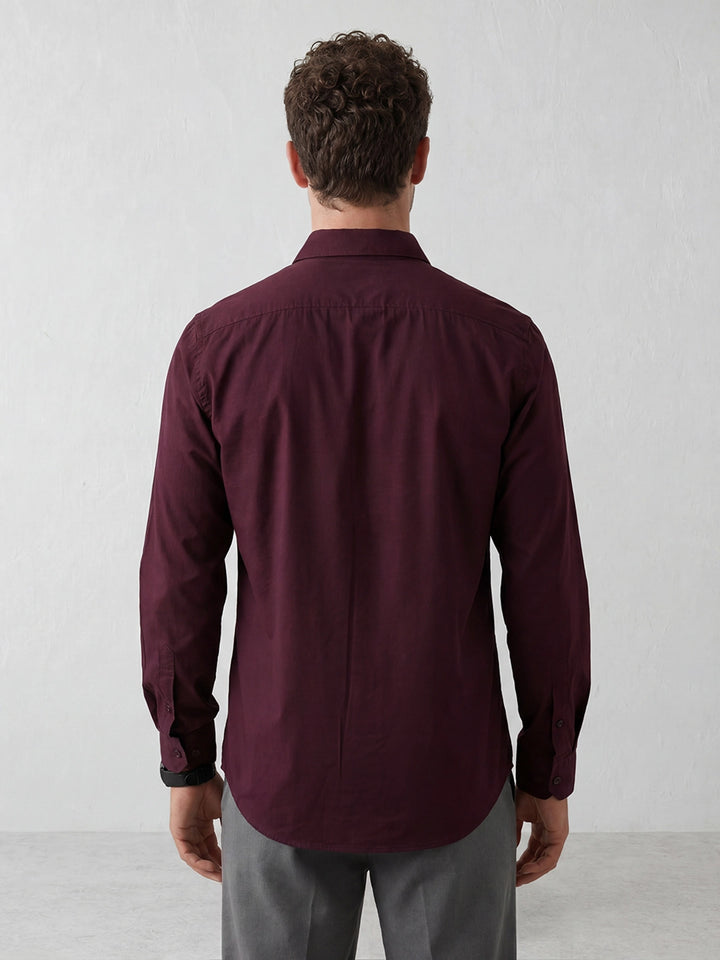 Solid Slim Fit Full Sleeve Shirt | Wine