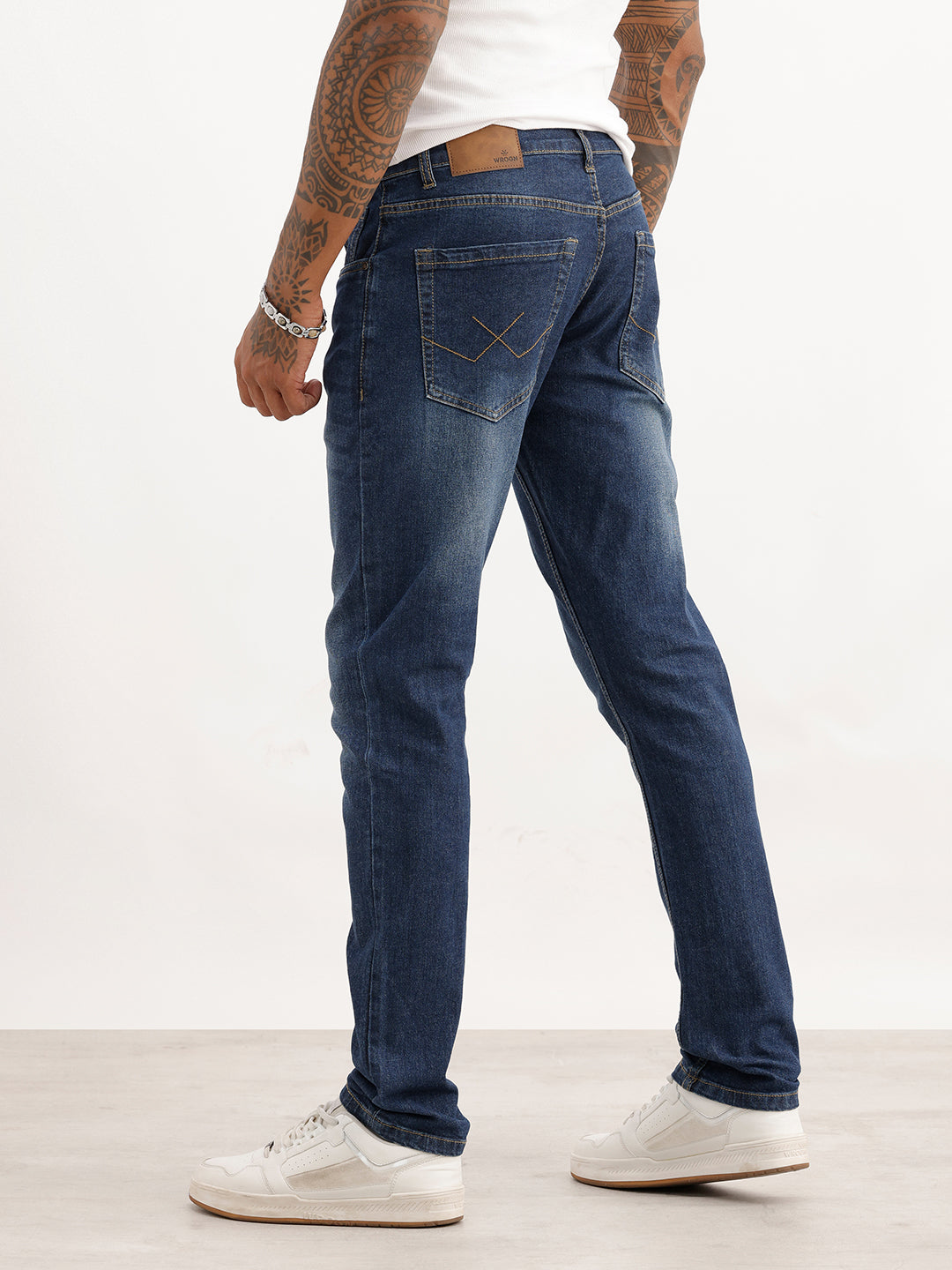 Washed Slim Fit Denim Jeans | Dark Blue