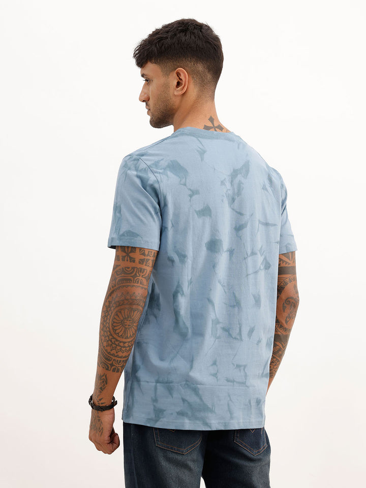 Slim Fit Placement Puffer Printed T-Shirt | Blue
