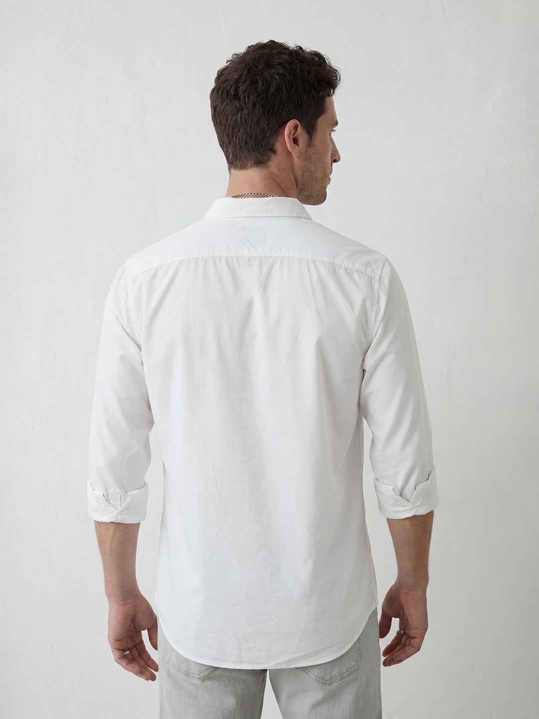 Solid Full Sleeve Shirt | White