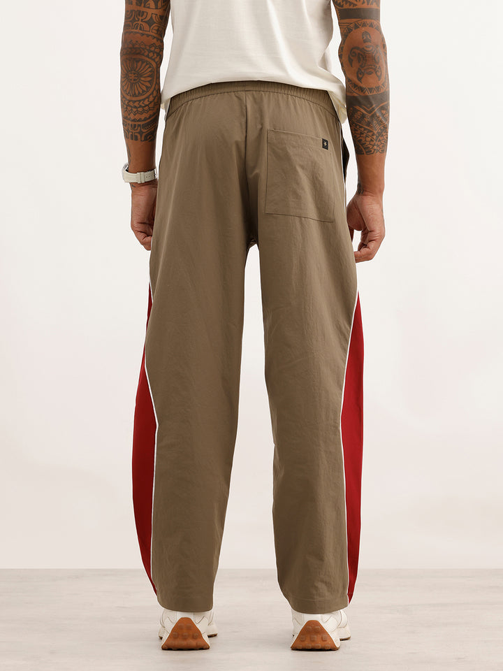 Classic Colorblock Loose Fit Track Pant | Khaki