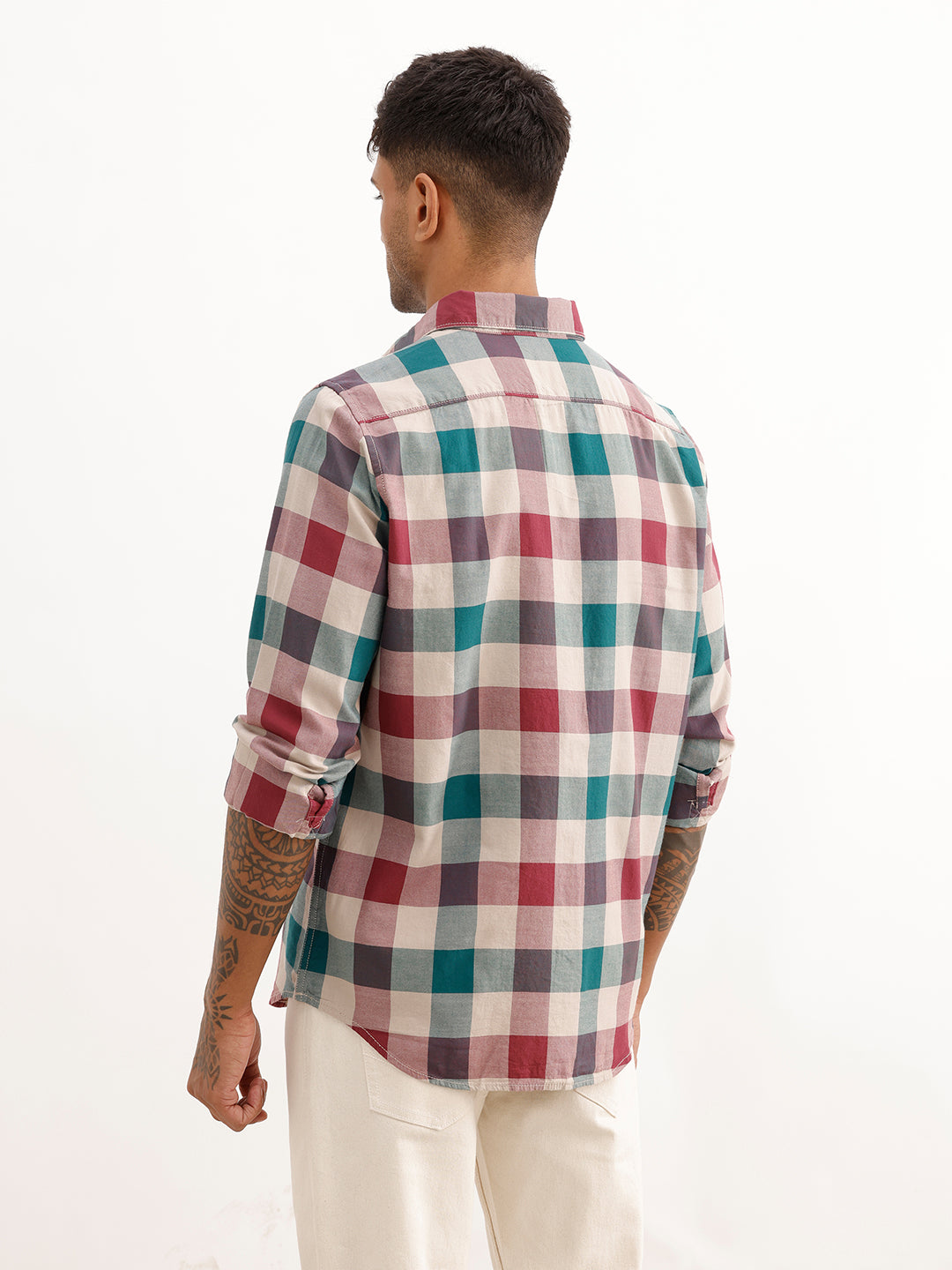 Regular Fit Full Sleeve Checkered Shirt | Red