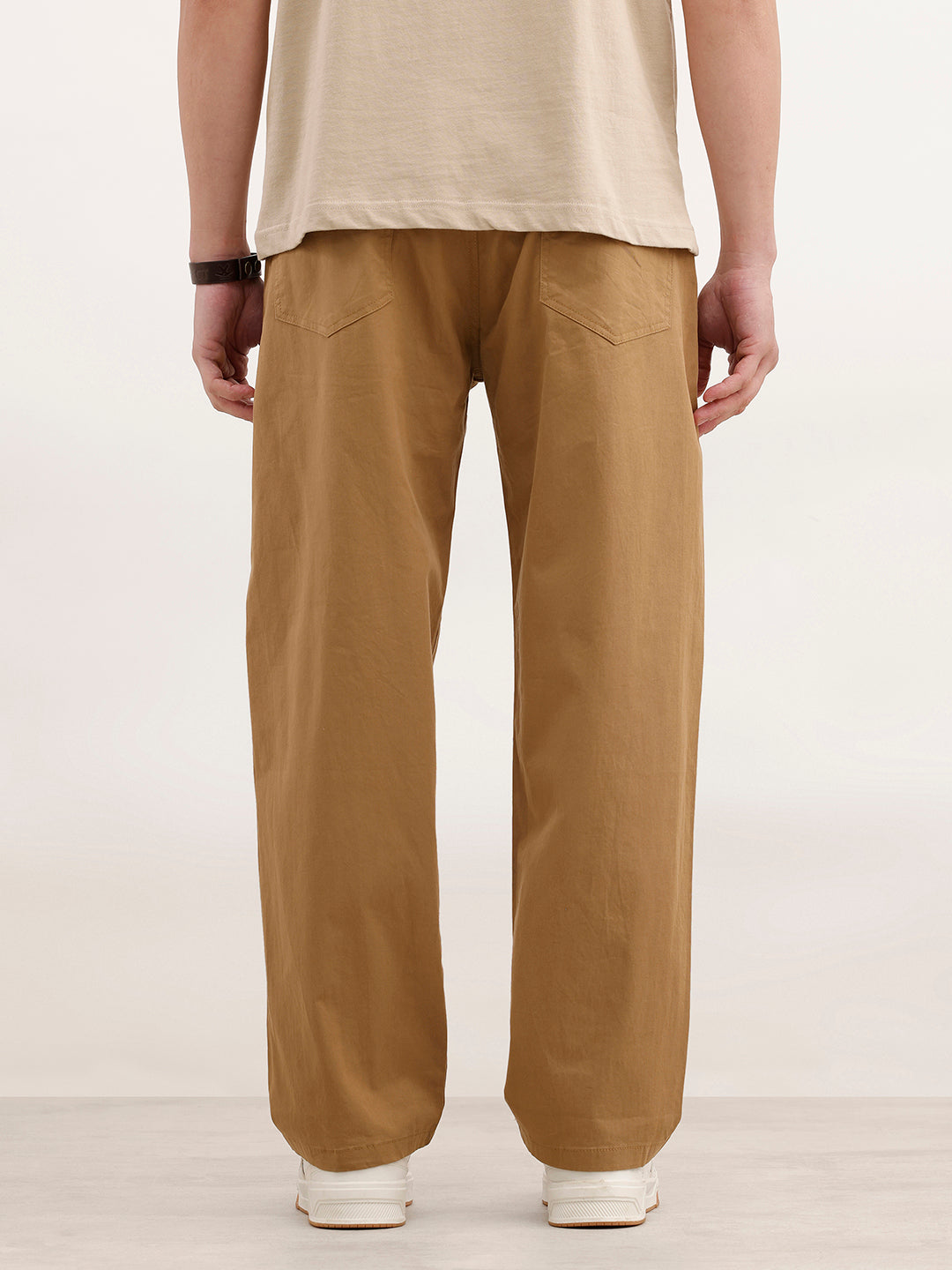 Loose Fit Solid Trouser | Khaki