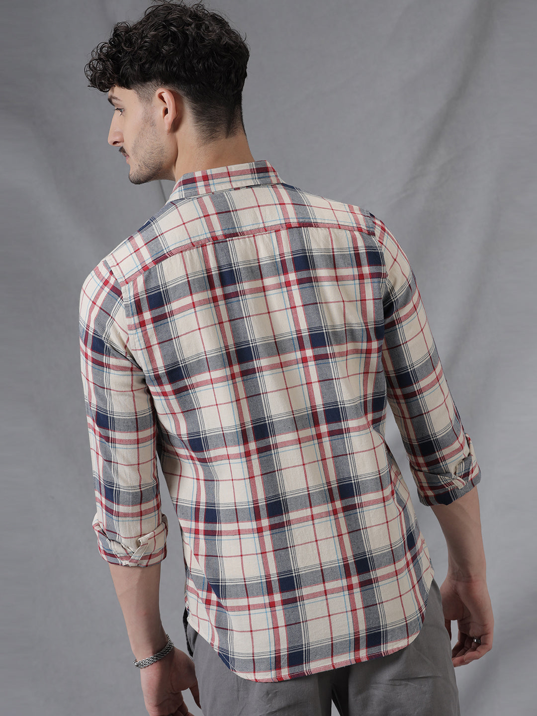 Tartan Dyed Beige Check Shirt