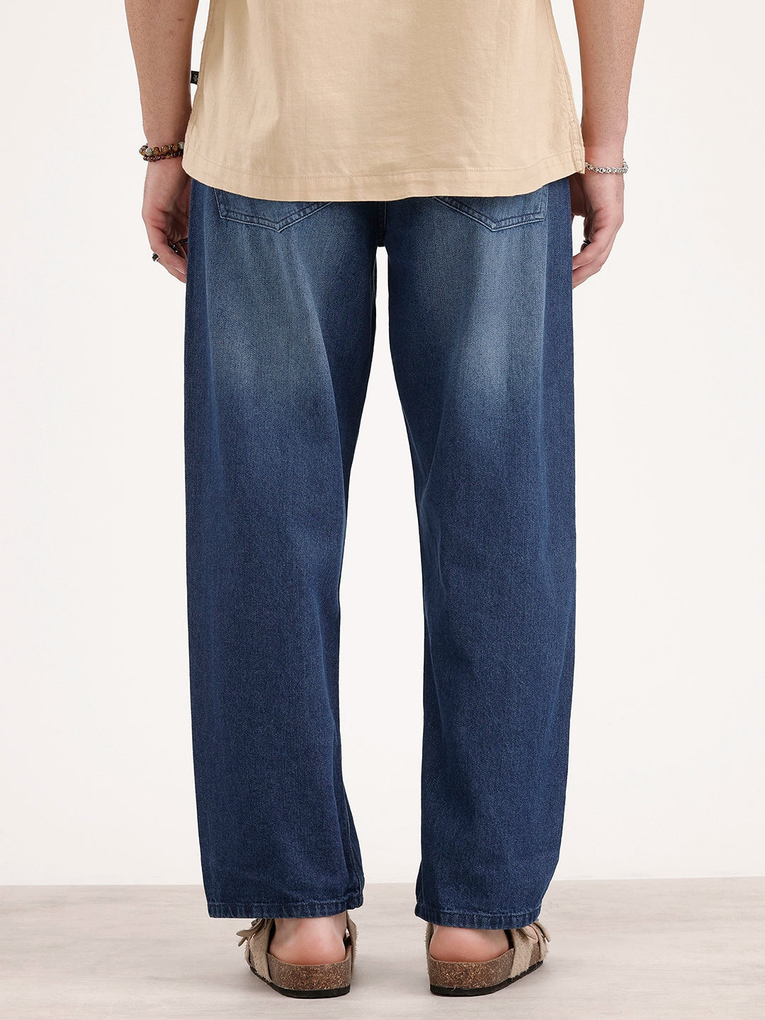 Loose Fit Faded Denim Jeans | Blue