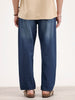 Loose Fit Faded Denim Jeans | Blue