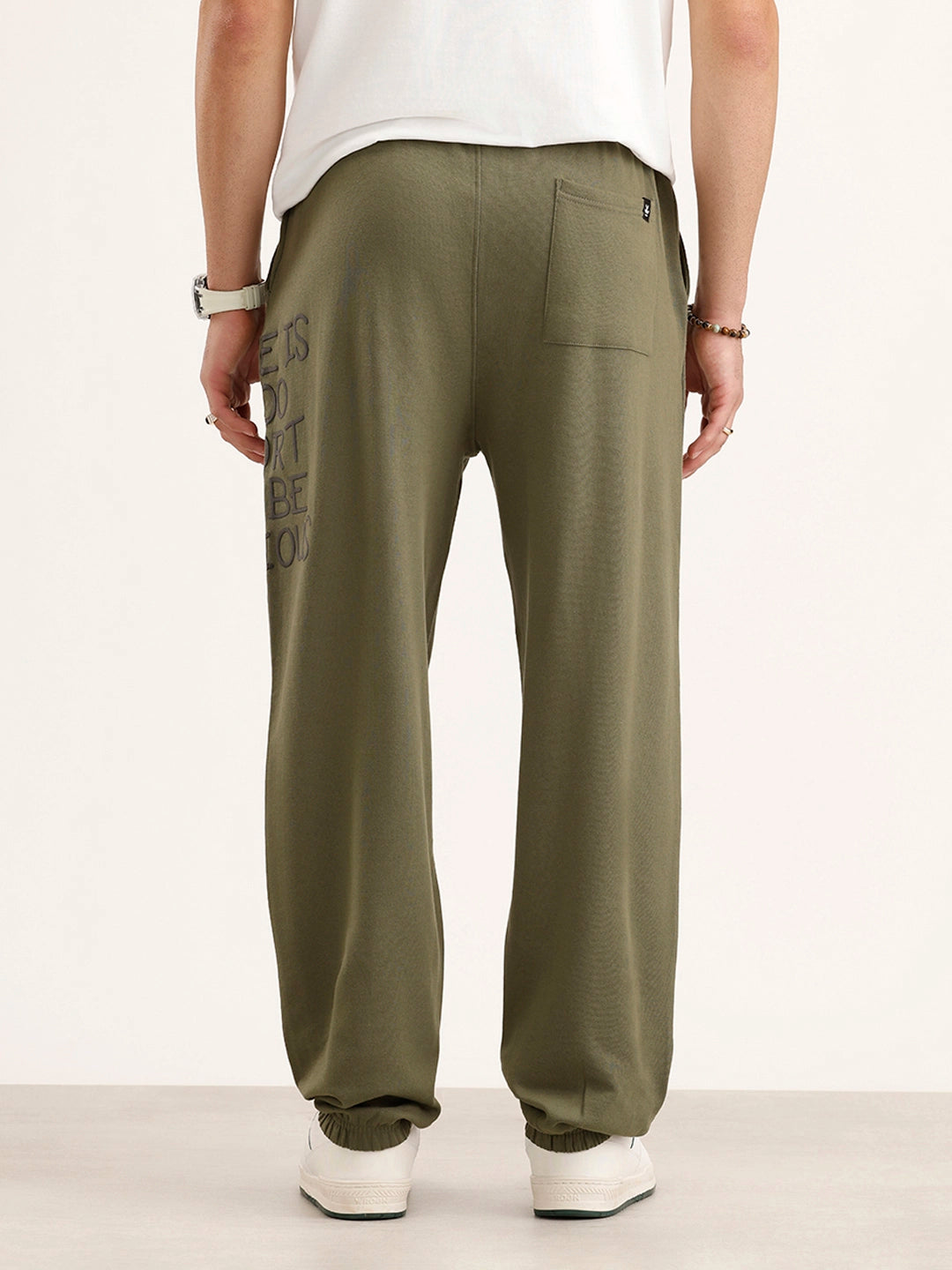 Oversized Fit Placement Printed Jogger | Olive