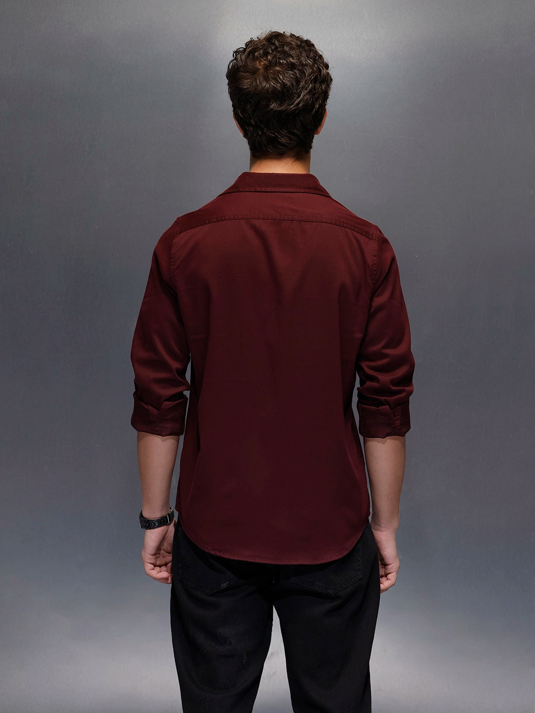 Men's Slim Fit Casual Shirt with Double Pocket  |  Wine