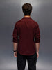 Men's Slim Fit Casual Shirt with Double Pocket  |  Wine