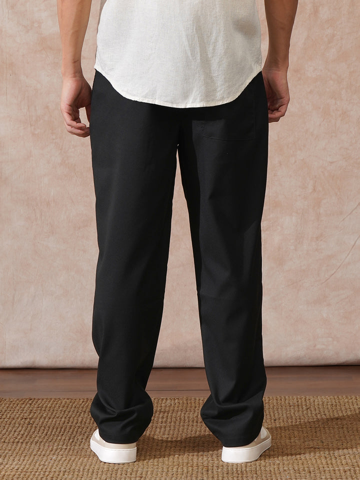 Solid Lycra Blend Trouser | Black
