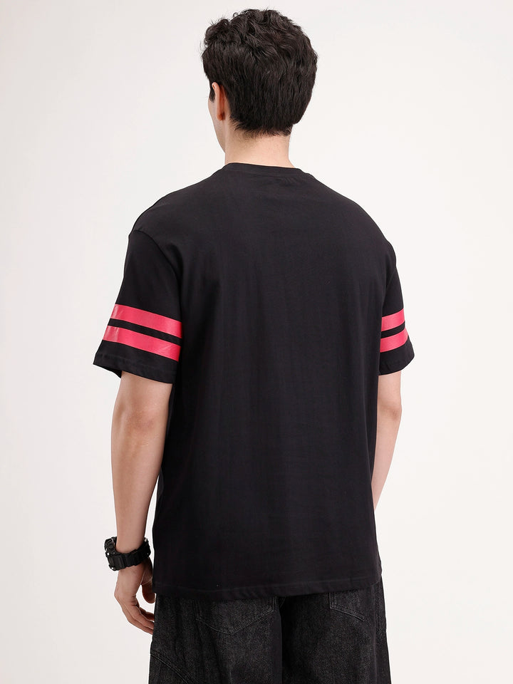 Oversized Placement Printed T-Shirt | Black