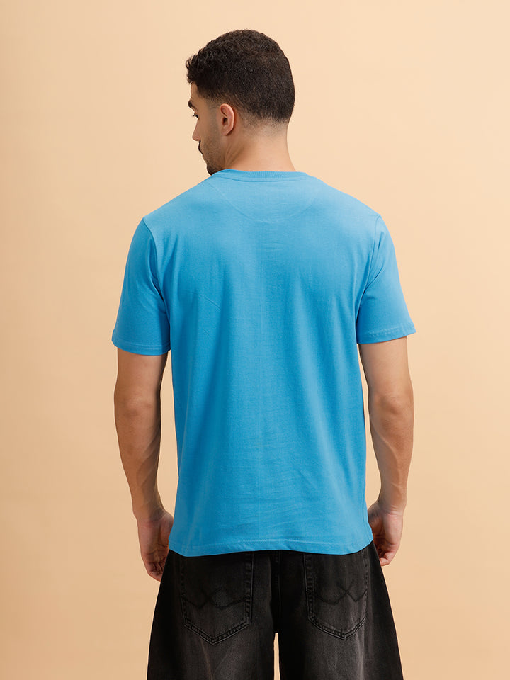 Brush Stroke Printed Slim Fit T-Shirt | Blue