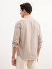 Solid Regular Fit 100% Cotton Shirt  | Beige