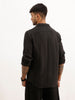 Textured Slim Fit Striped Shirt | Black