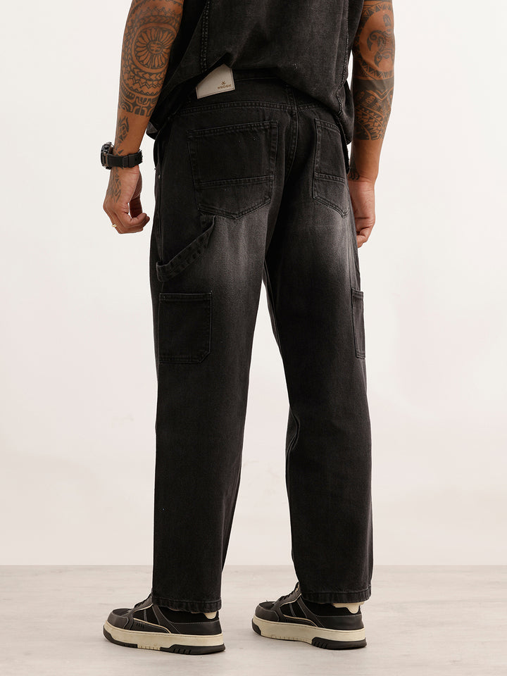 Loose Fit Carpenter Denim Jeans | Dark Grey