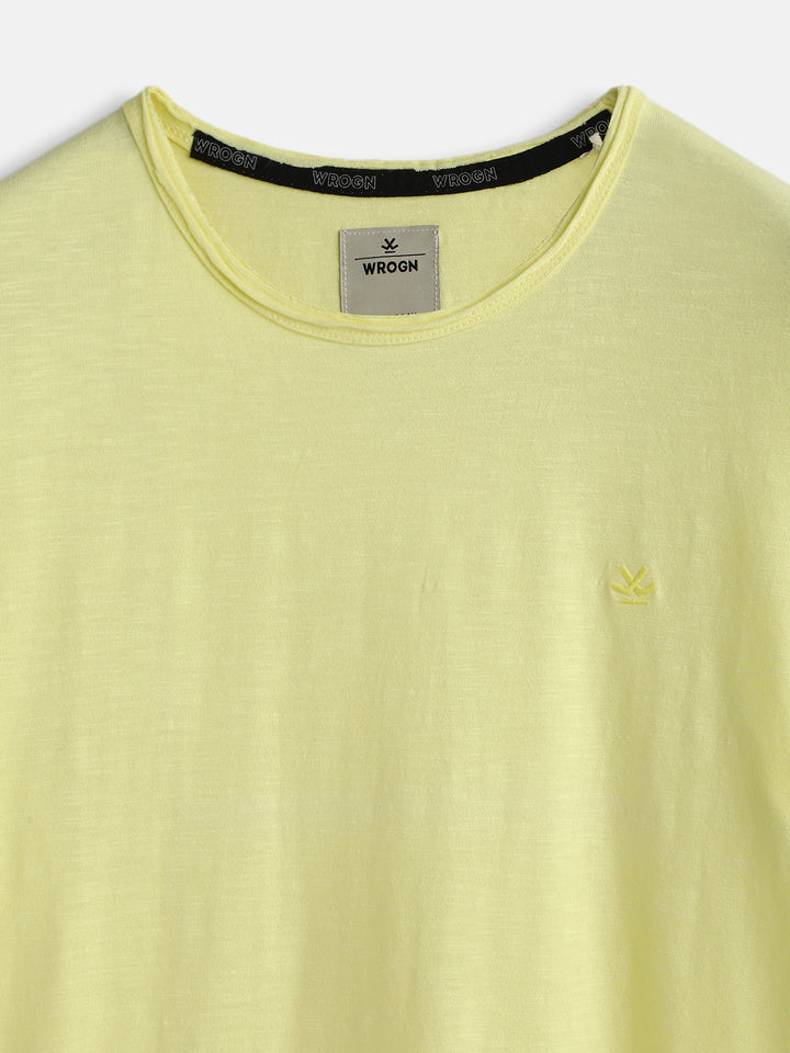 Solid Lemon Crew Neck T-Shirt