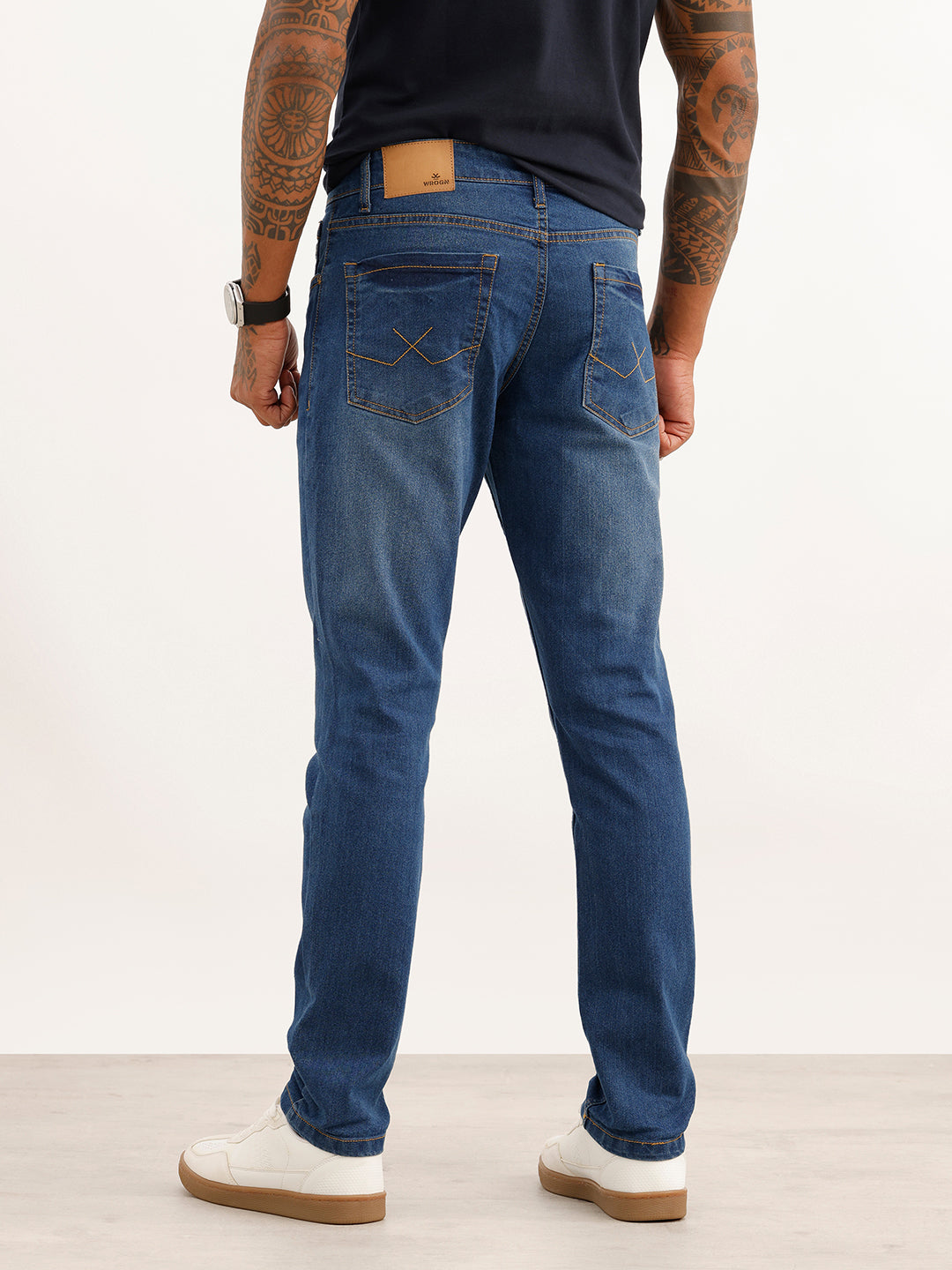 Washed Slim Fit Denim Jeans | Dark Blue