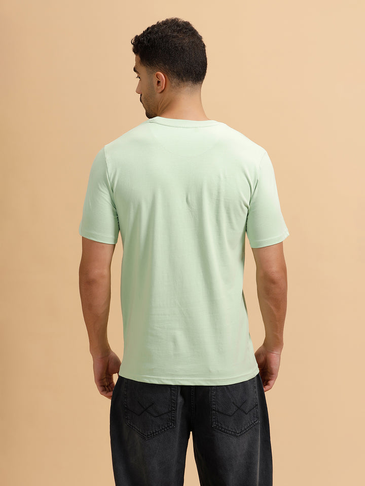 Tonal Logo Printed Slim Fit T-Shirt | Light Green
