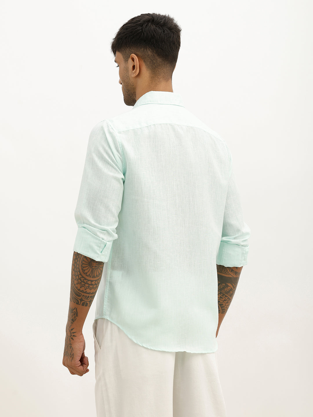 Solid Regular Fit Full Sleeve Shirt | Light Green