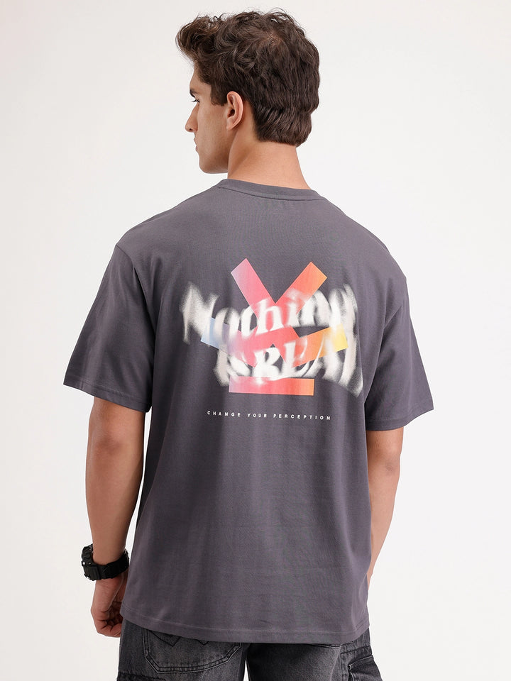 Oversized Fit Back Printed T-Shirt | Dark Grey