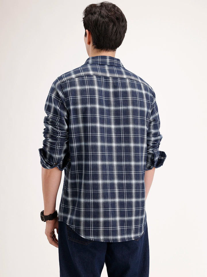 Slim Fit Checkered Shirt | Blue