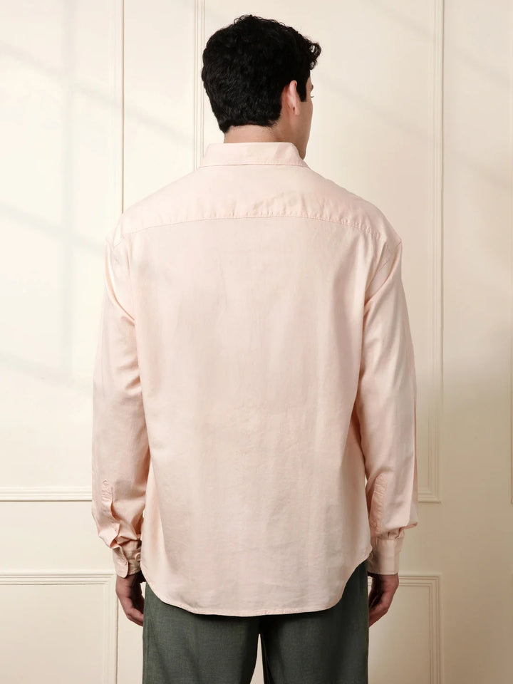 Peach Double Pocket Oversized Shirt