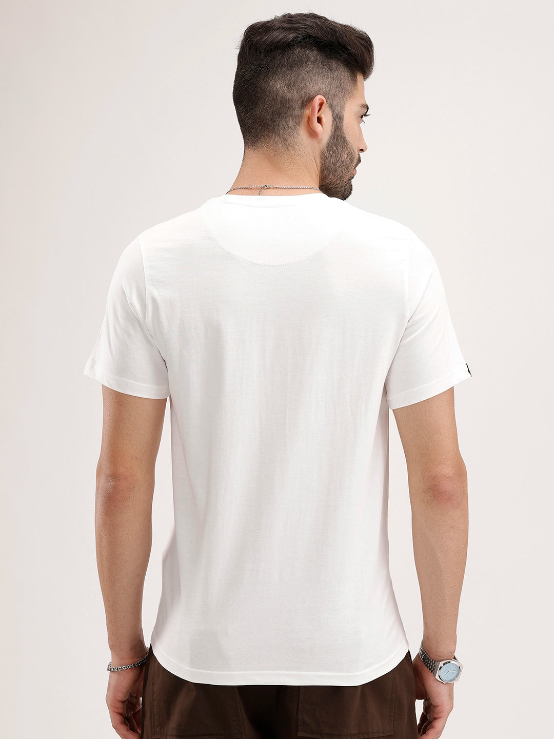 Slim Fit Placement Printed Tee | White