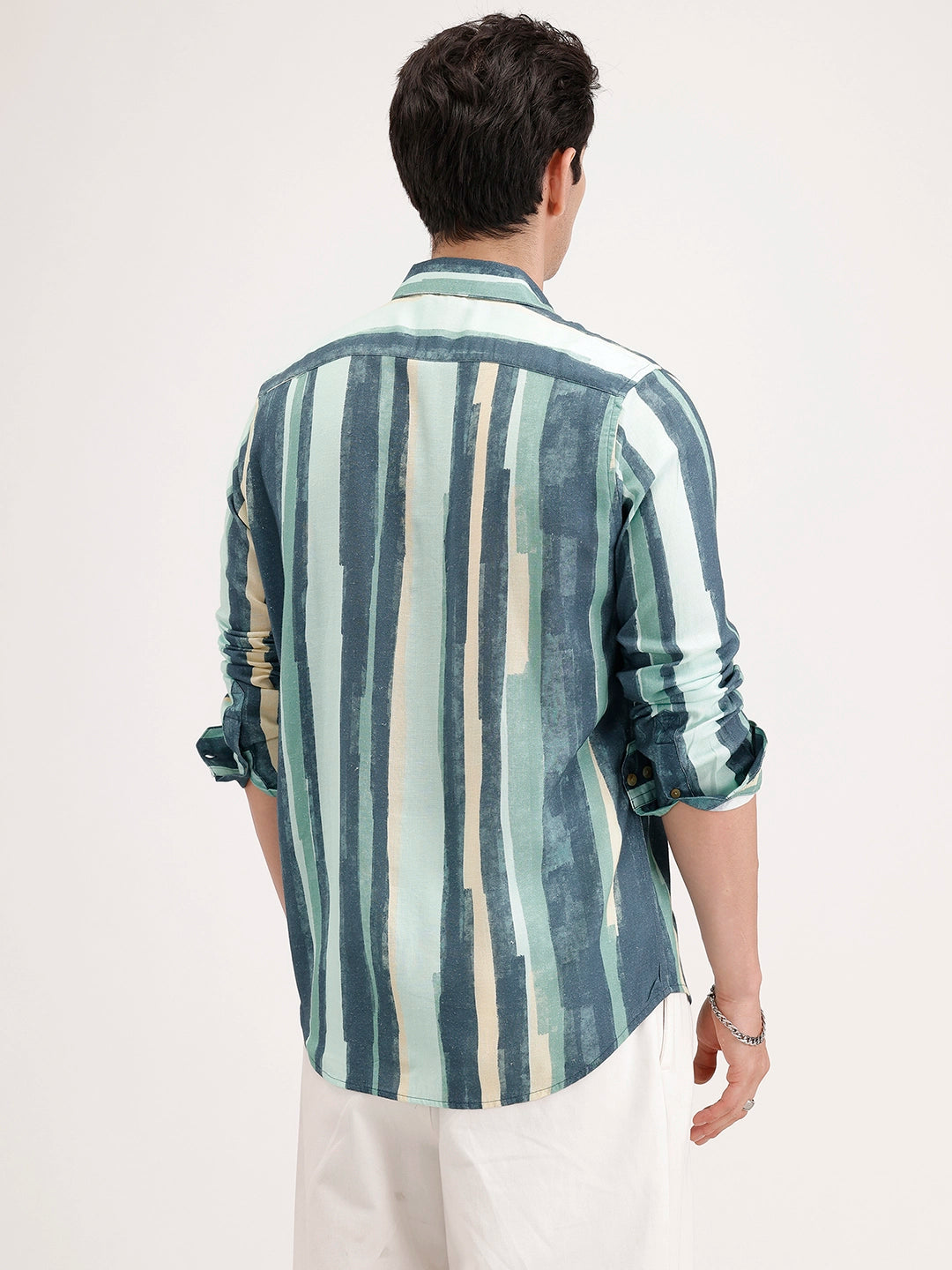 Slim Fit Linen Blend Shirt | Light Green