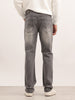 Washed Straight Fit Denim Jeans | Light Grey