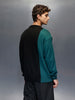 Men's Slim Fit Cable Knit Colorblocked Sweater  |  Black