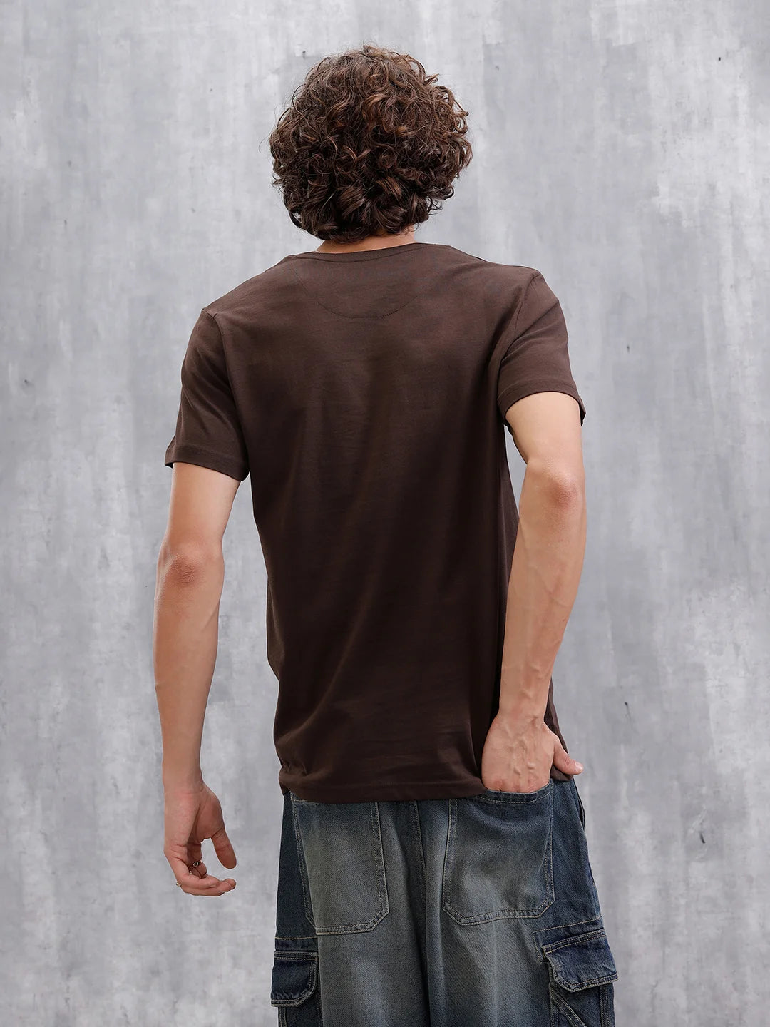 Printed Patchwork T-Shirt | Coffee